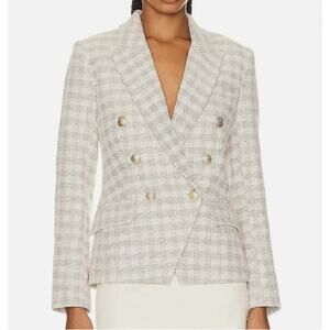 L'AGENCE Women's Kenzie Double-Breasted Plaid Blazer Women's Sz 10 NWT